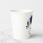 Royal Blue Yellow Gold Metallic Floral Wedding Papieren Bekers (Rechts)