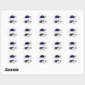 Royal Blue Yellow Gold Metallic Floral Wedding Ronde Sticker (Vel)