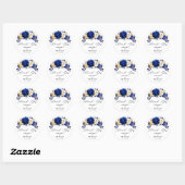 Royal Blue Yellow Gold Metallic Floral Wedding Ronde Sticker (Vel)