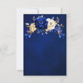 Royal Blue Yellow Gold Metallic Floral Wedding RSV RSVP Kaartje (Achterkant)
