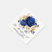 Royal Blue Yellow Gold Metallic Floral Wedding Servet (Hoek)