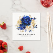Royal Blue Yellow Gold Metallic Floral Wedding Servet (Insitu)