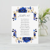 Royal Blue Yellow Gold Metallic Seating Chart Card Kaart (Staand voorkant)