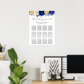 Royal Blue Yellow Gold Metallic Seating Chart Poster (Thuiskantoor)