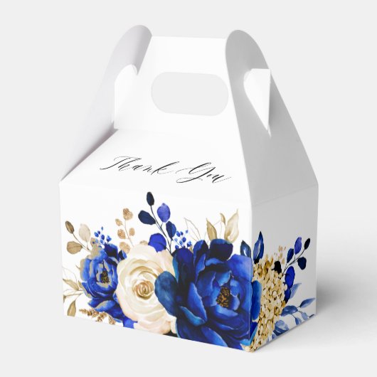 Royal Blue Yellow Gold Metallic Vrijgezellenfeest Bedankdoosjes (Voorkant Zijde)