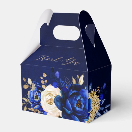 Royal Blue Yellow Gold Metallic Vrijgezellenfeest  Bedankdoosjes (Voorkant Zijde)