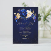 Royal Blue Yellow Gold Metallic Vrijgezellenfeest  Bedankkaart (Staand voorkant)
