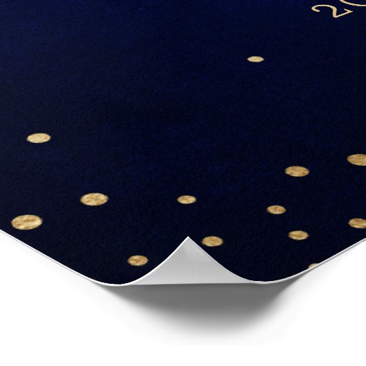 Royal Blue Yellow Gold Metallic Weddenschap Welkom Poster (Hoek)