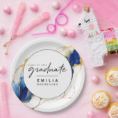 Royal Blue Yellow Gold Minimalistisch Afstuderen Papieren Bordje (Feest)