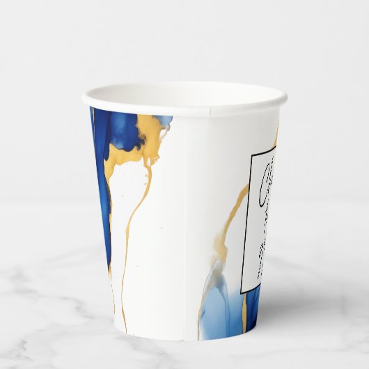 Royal Blue Yellow Gold Proost op Afstudeerder Afst Papieren Bekers (Rechts)