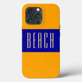 Royal Blue Yellow Oranje Stripes Slim BEACH Tekst Case-Mate iPhone Case