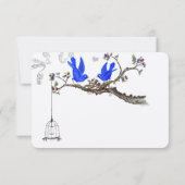 Royal Blue Yellow & Purple Flowers Weddings RSVP Kaartje (Achterkant)