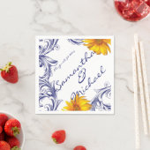  Royal Blue Yellow Sunflower Servetten (Insitu)