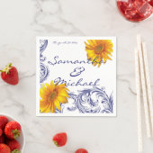  Royal Blue Yellow Sunflower Servetten (Insitu)