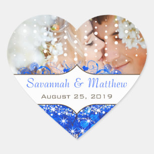 Royal Blue Your Photo Romantic Heart Leaf Hart Sticker