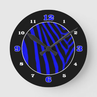 Royal Blue Zebra Animal Print genummerd Ronde Klok