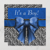 Royal Blue Zebra Baby Boy Shower Uitnodigingen (Voorkant / Achterkant)