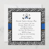 Royal Blue Zebra Baby Boy Shower Uitnodigingen (Achterkant)