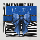 Royal Blue Zebra Baby shower Kaart (Voorkant / Achterkant)