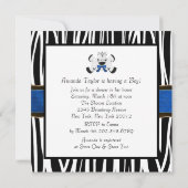 Royal Blue Zebra Baby shower Kaart (Achterkant)