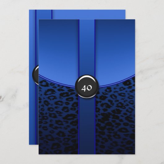 Royal Blue Zebra verjaardagsfeestje uitnodigingen (Voorkant / Achterkant)