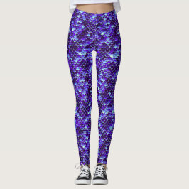 Royal Blue Zeemeerminschaal Vis Leggings Yogabroek