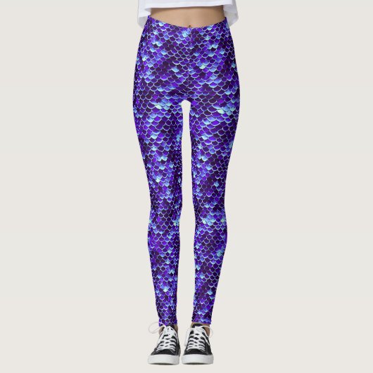 Royal Blue Zeemeerminschaal Vis Leggings Yogabroek (Voorkant)