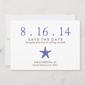 Royal Blue Zeester Trouw Save the Date Kaart (Voorkant)