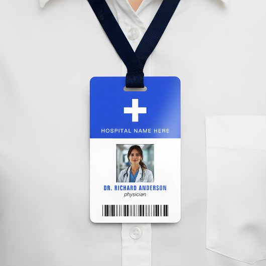 Royal Blue Ziekenhuis Personeel Barcode ID Badge