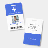 Royal Blue Ziekenhuis Personeel Barcode ID Badge (Voor- en achterkant)