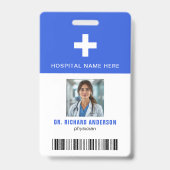Royal Blue Ziekenhuis Personeel Barcode ID Badge (Voorzijde)