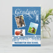 Royal Blue Zig Zag Senior Afbeelding Class of Aankondiging (Staand voorkant)