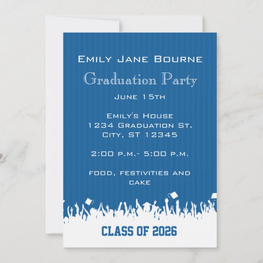 Royal Blue Zig Zag Senior Afbeelding Class of Aankondiging (Achterkant)