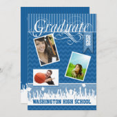 Royal Blue Zig Zag Senior Afbeelding Class of Aankondiging (Voorkant / Achterkant)