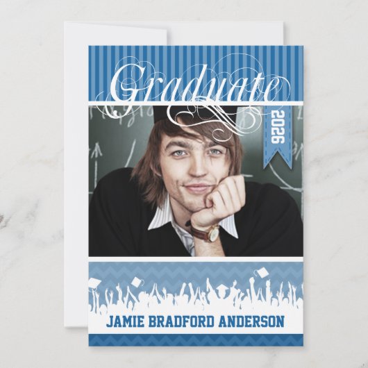 Royal Blue Zig Zag Senior Afbeelding Class of Aankondiging (Voorkant)