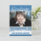 Royal Blue Zig Zag Senior Afbeelding Class of Aankondiging (Staand voorkant)