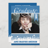 Royal Blue Zig Zag Senior Afbeelding Class of Aankondiging (Voorkant / Achterkant)