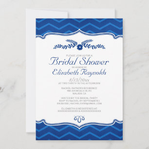 Royal Blue Zigzag Bridal Shower Invitations Kaart