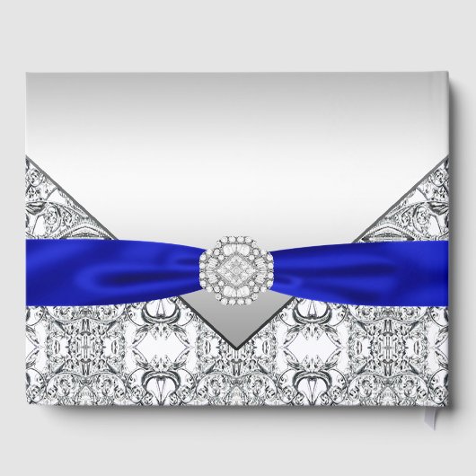 Royal Blue Zilver Bruiloft Gastenboek (Achterkant)