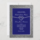 Royal Blue Zilver Elegante bruiloft Kaart (Voorkant)