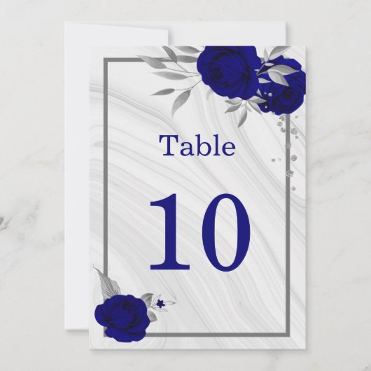 royal blue zilver geometrisch tabelnummer kaart (Voorkant)
