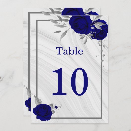 royal blue zilver geometrisch tabelnummer kaart (Voorkant / Achterkant)