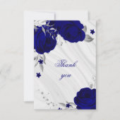 royal blue zilver gray floral marmer dank u auto bedankkaart (Voorkant)