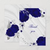 royal blue zilver gray floral marmer dank u auto bedankkaart (Voorkant / Achterkant)