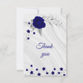 royal blue zilver gray floral marmer dank u auto bedankkaart (Voorkant)