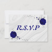 royal blue zilver grijs bloemgeometrisch RSVP kaartje (Achterkant)