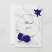 royal blue zilver grijs marmer bedankkaart (Voorkant)
