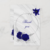 royal blue zilver grijs marmer bedankkaart (Voorkant / Achterkant)