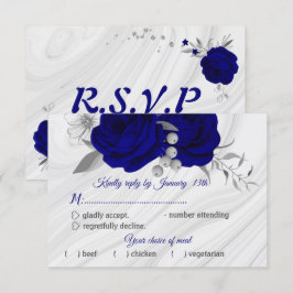royal blue zilver grijs meel keuze RSVP kaartje