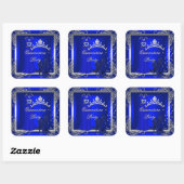 Royal Blue Zilver Quinceanera Blauwe Hoge Hakschoe Vierkante Sticker (Vel)